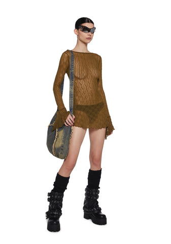 Analog Love Open Back Dress - Olive