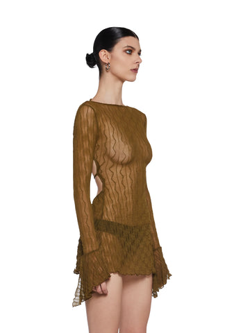 Analog Love Open Back Dress - Olive