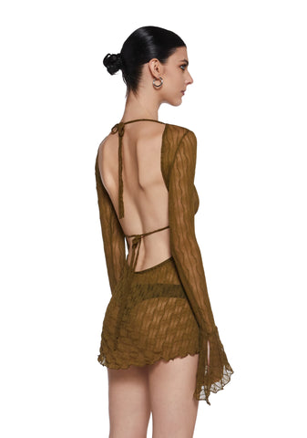 Analog Love Open Back Dress - Olive