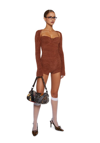 By The Fire Romper And Shrug Set - Brown