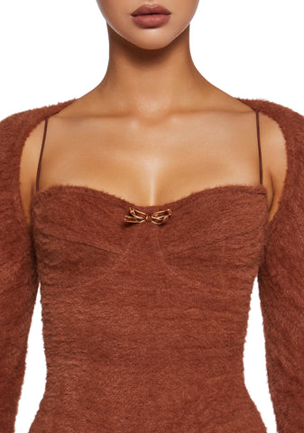 By The Fire Romper And Shrug Set - Brown