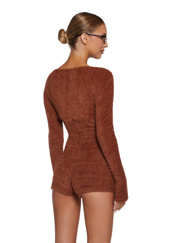 By The Fire Romper And Shrug Set - Brown