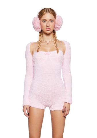 By The Fire Romper And Shrug Set - Pink