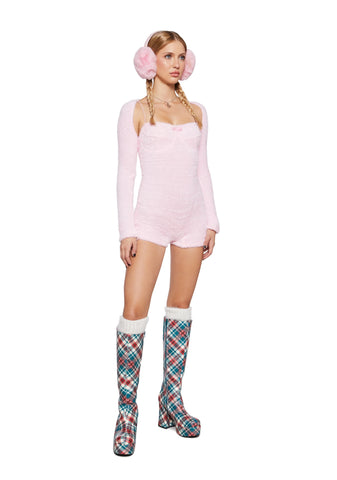By The Fire Romper And Shrug Set - Pink