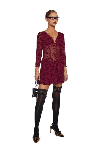 Letters Never Sent Mini Dress - Dark Red