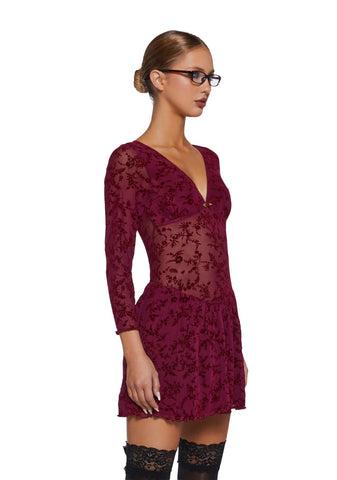 Letters Never Sent Mini Dress - Dark Red