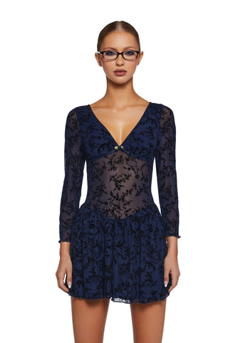 Letters Never Sent Mini Dress - Dark Blue