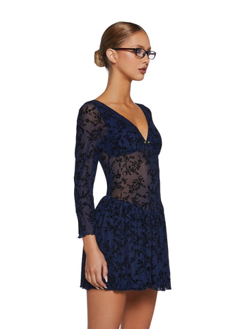 Letters Never Sent Mini Dress - Dark Blue