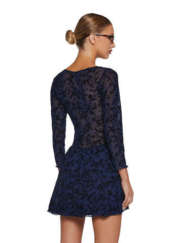 Letters Never Sent Mini Dress - Dark Blue