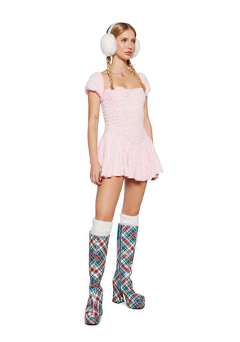 Lodge Party Fuzzy Dress - Pink