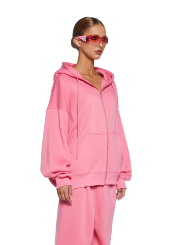 Indulge Me Zip-Up Hoodie - Pink