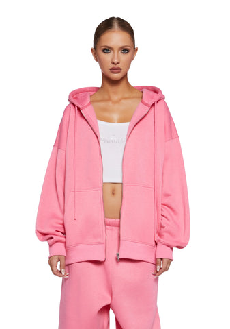 Indulge Me Zip-Up Hoodie - Pink