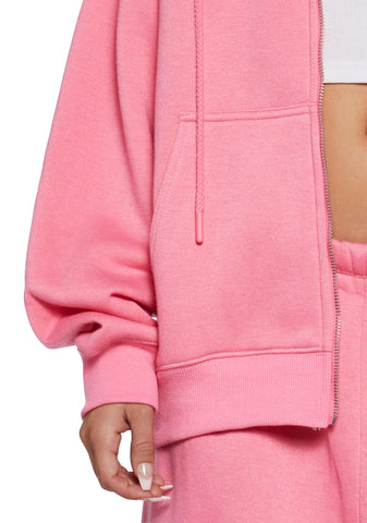 Indulge Me Zip-Up Hoodie - Pink
