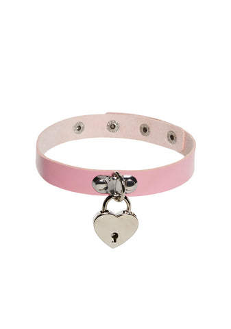 Unlock Me Heart Choker - Pink