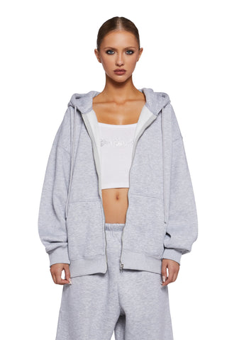 Indulge Me Zip-Up Hoodie - Gray