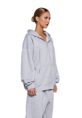 Indulge Me Zip-Up Hoodie - Gray
