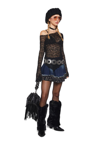 Add Up My Love Long Sleeve Top - Black