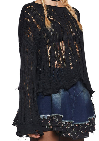 One More Thing Shredded Sweater