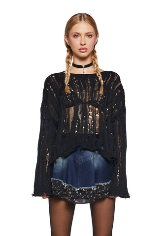 One More Thing Shredded Sweater