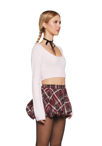 Sunday Stroll Long Sleeve Crop Top - Pink