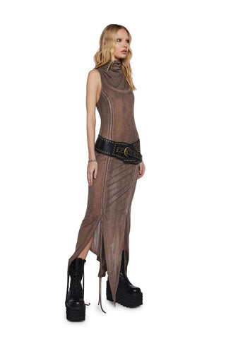 Tempo Ruched Harness Dress - Brown