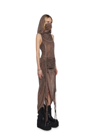Tempo Ruched Harness Dress - Brown