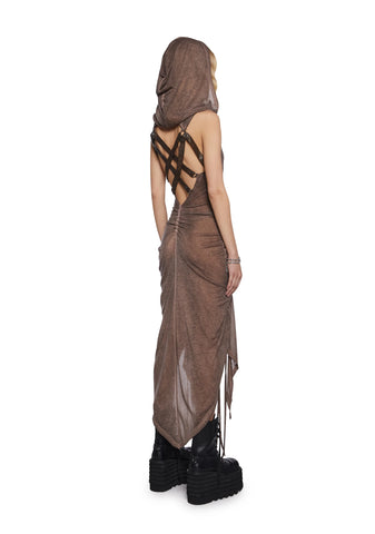 Tempo Ruched Harness Dress - Brown