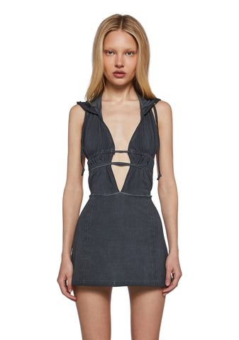 Chord Backless Hooded Dress