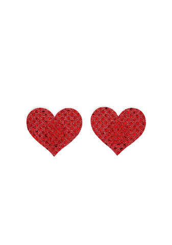 Only Love Glitter Heart Pasties - Red