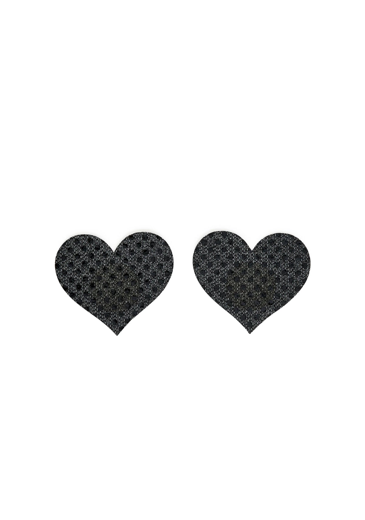 Only Love Glitter Heart Pasties - Black