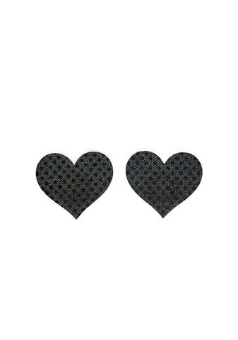Only Love Glitter Heart Pasties - Black