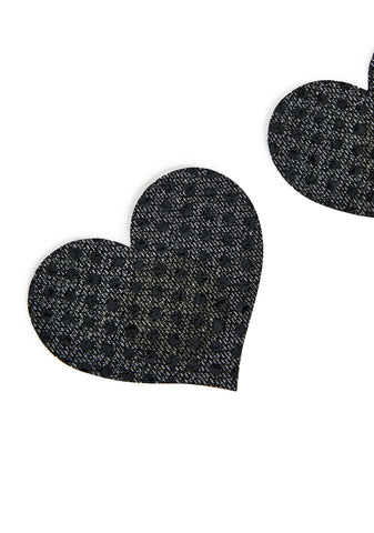 Only Love Glitter Heart Pasties - Black