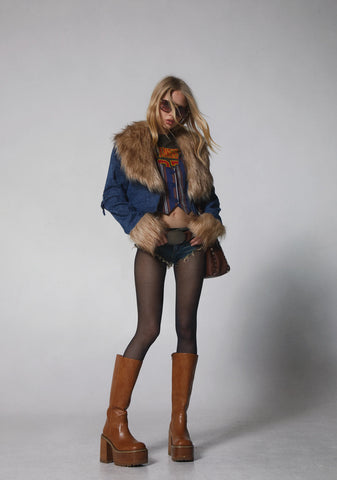 Covet Moto Jacket - Denim