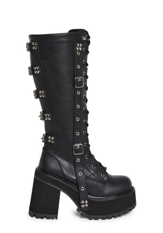 Assault-218 Platform Knee High Boots