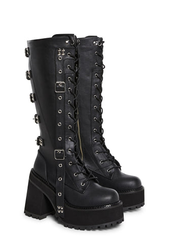 Assault-218 Platform Knee High Boots
