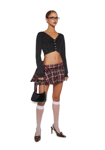 Corner Office Cropped Cardigan - Black