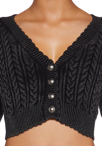 Corner Office Cropped Cardigan - Black