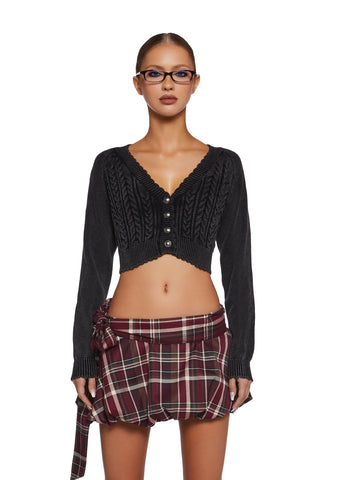 Corner Office Cropped Cardigan - Black