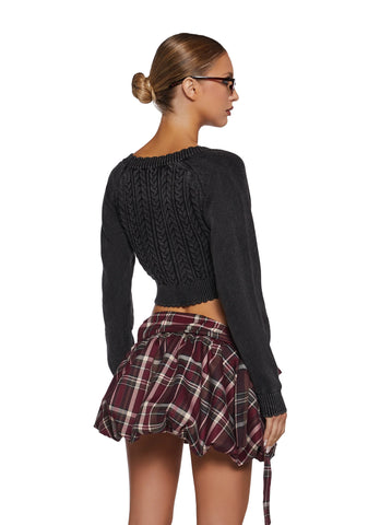 Corner Office Cropped Cardigan - Black