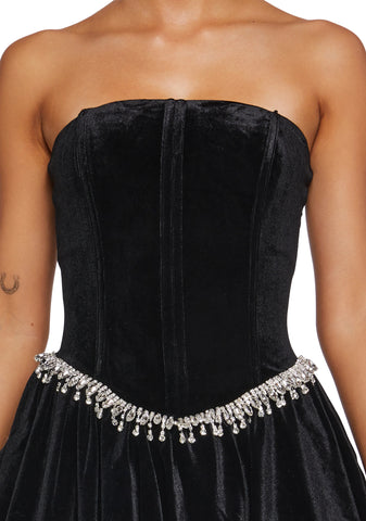 Tinsel Event Velvet Dress - Black