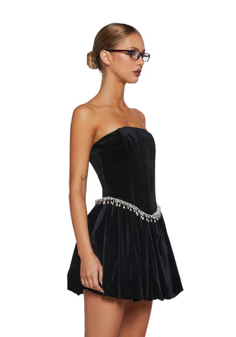 Tinsel Event Velvet Dress - Black