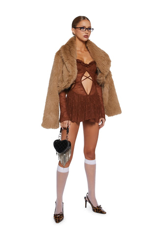 Collective Hearts Mini Dress - Brown