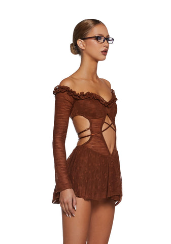 Collective Hearts Mini Dress - Brown