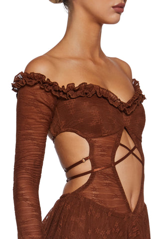 Collective Hearts Mini Dress - Brown