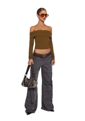 Hold Me Now Off The Shoulder Top - Olive