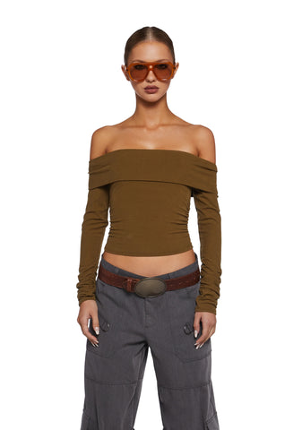 Hold Me Now Off The Shoulder Top - Olive