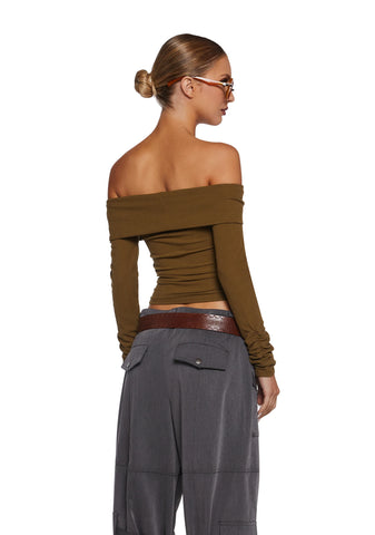 Hold Me Now Off The Shoulder Top - Olive