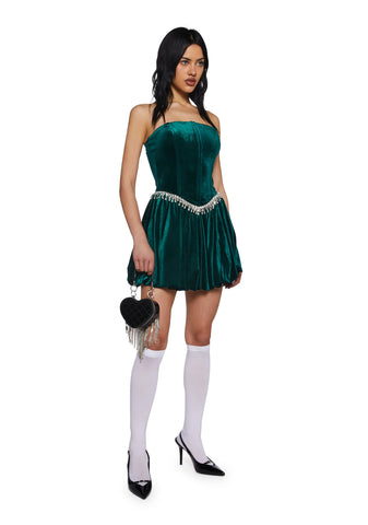 Tinsel Event Velvet Dress - Green