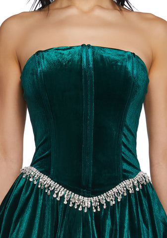 Tinsel Event Velvet Dress - Green