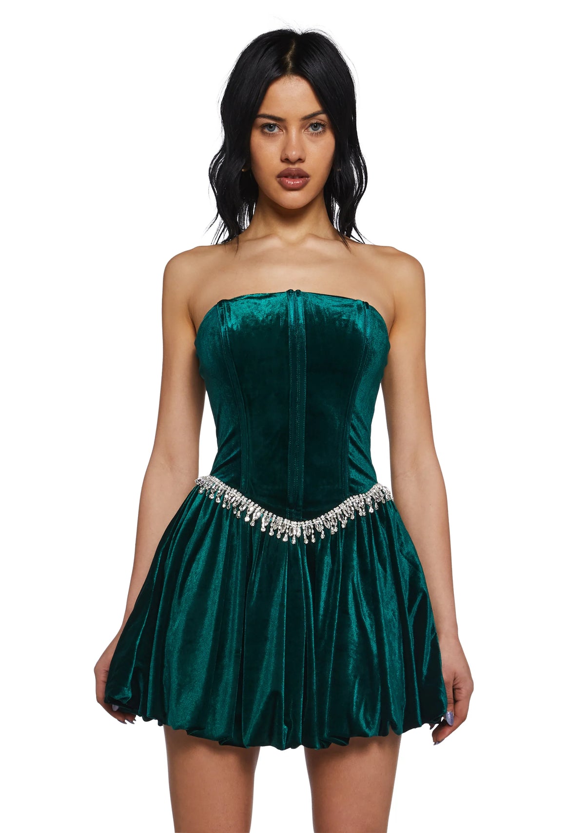 Tinsel Event Velvet Dress - Green